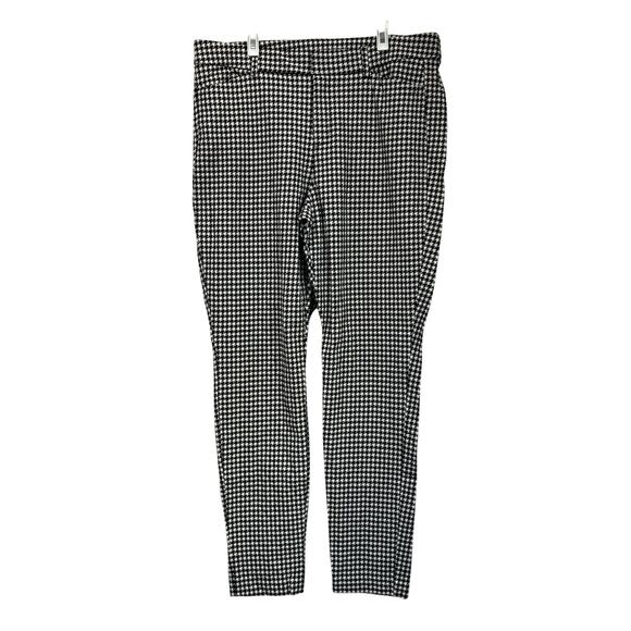 Old Navy High Rise Pixie Pants Plaid Skinny Stretch Check Black White Size 14 - Picture 1 of 7